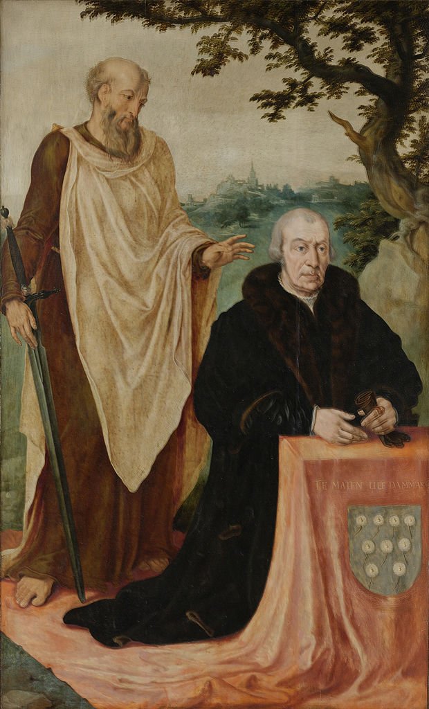 Portrait of Matelief Dammasz and St. Paul, vintage artwork by Maerten van Heemskerck, A3 (16x12") Poster Print