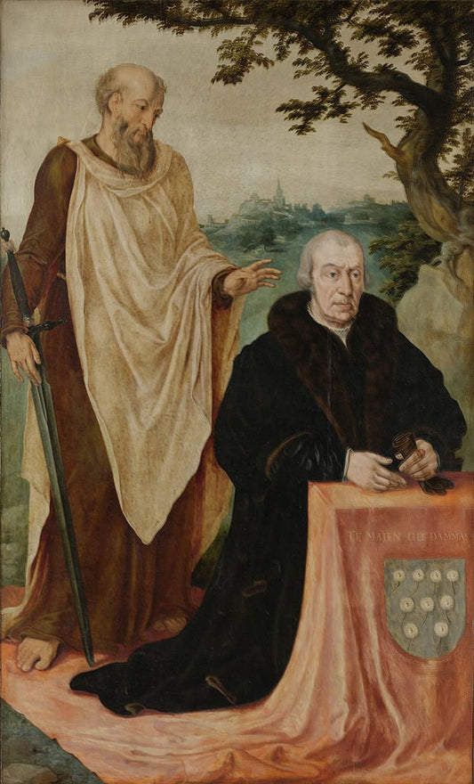 Portrait of Matelief Dammasz and St. Paul, vintage artwork by Maerten van Heemskerck, A3 (16x12") Poster Print