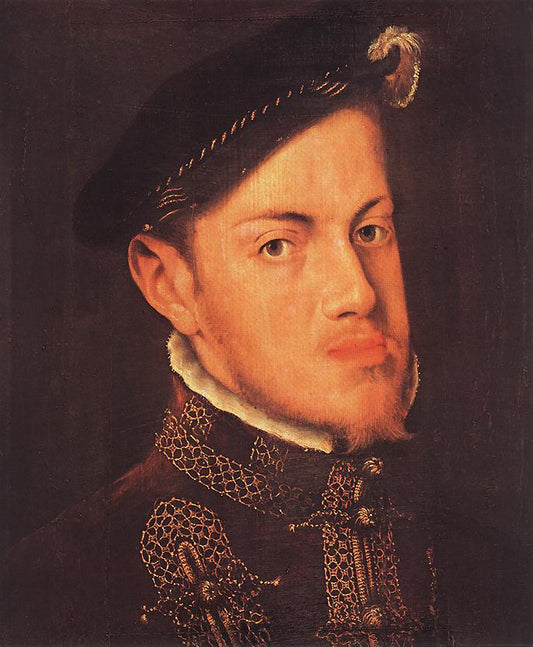 Portrait of Philip II of Spain, vintage artwork by Anthonis Mor, A3 (16x12") Poster Print