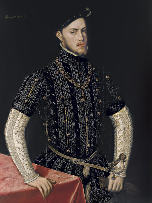 Portrait of Philip II, vintage artwork by Anthonis Mor, A3 (16x12") Poster Print