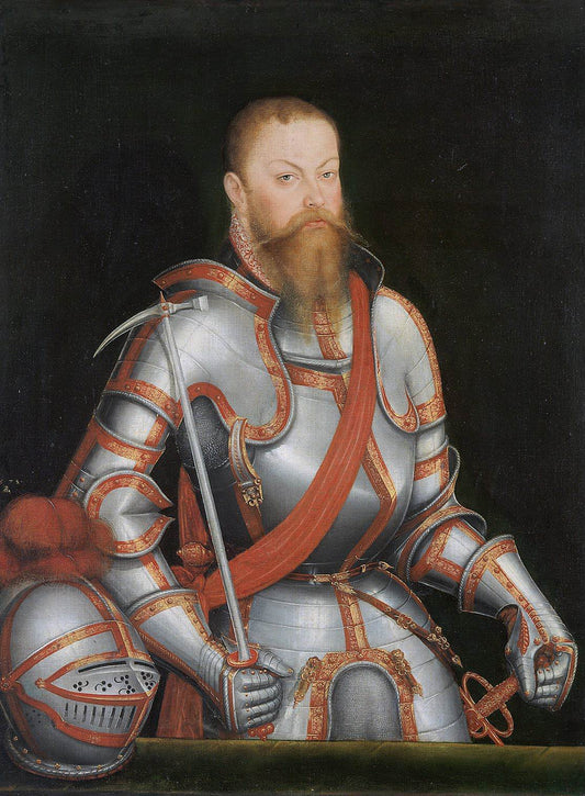Portrait of Prince Elector Moritz of Saxony, vintage artwork by Lucas Cranach the Younger, 12x8" (A4) Poster