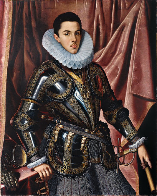 Portrait of Prince Philip Emmanuel of Savoy, vintage artwork by Juan Pantoja de la Cruz, A3 (16x12") Poster Print