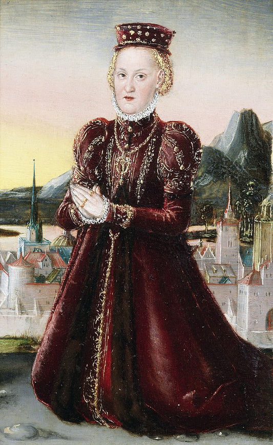 Portrait of Princess Agnes, Countness Barby , vintage artwork by Lucas Cranach the Younger, 12x8" (A4) Poster