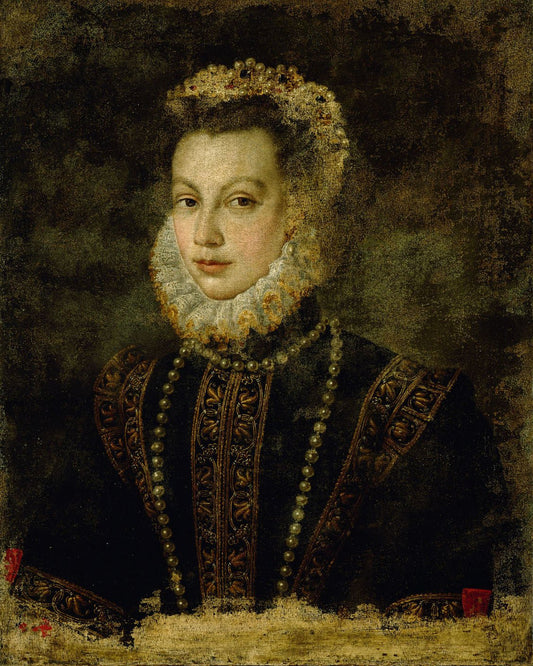 Portrait of Queen Elisabeth of Spain, vintage artwork by Sofonisba Anguissola, A3 (16x12") Poster Print