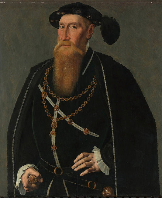Portrait of Reinoud III van Brederode, vintage artwork by Attributed to Jan van Scorel, A3 (16x12") Poster Print
