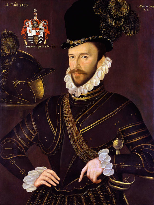 Portrait of Richard Drake (1535-1603), vintage artwork by George Gower, A3 (16x12") Poster Print
