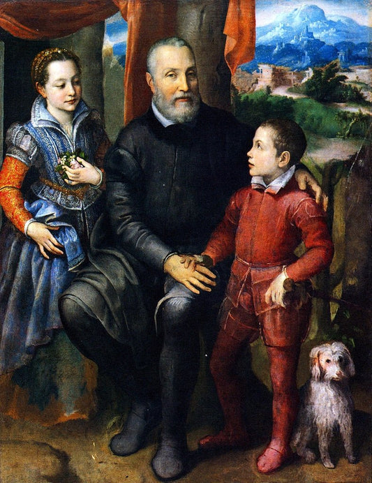 Portrait of the Artist's Family: Her Father Amilcare, Sister Minerva, and Brother Asdrubale, vintage artwork by Sofonisba Anguissola, A3 (16x12") Poster Print