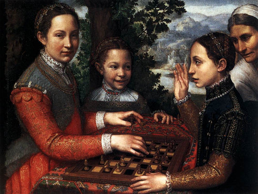 Portrait of the Artists Sisters Playing Chess, vintage artwork by Lucia Anguissola, A3 (16x12") Poster Print