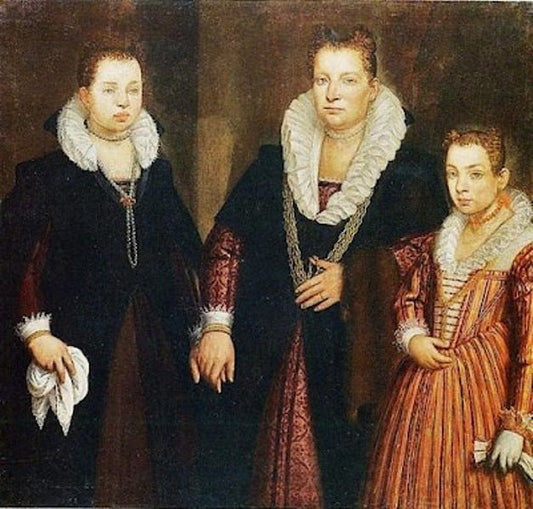 Portrait of the gentlewomen of the Giusti del Giardino family, vintage artwork by Girolamo Forni, 12x8" (A4) Poster