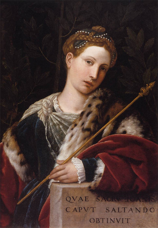 Portrait of Tullia d'Aragona as Salome, vintage artwork by Moretto da Brescia, A3 (16x12") Poster Print