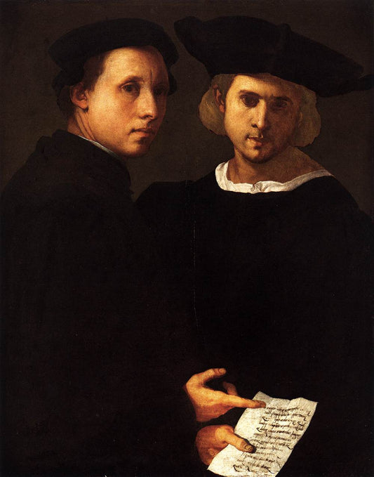 Portrait of Two Friends, vintage artwork by Pontormo, A3 (16x12") Poster Print