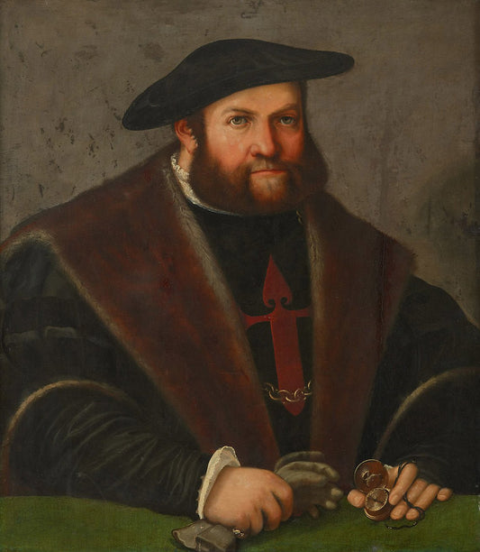 Portrait of Ulrich Ehinger (1485-1537), vintage artwork by Christoph Amberger, A3 (16x12") Poster Print