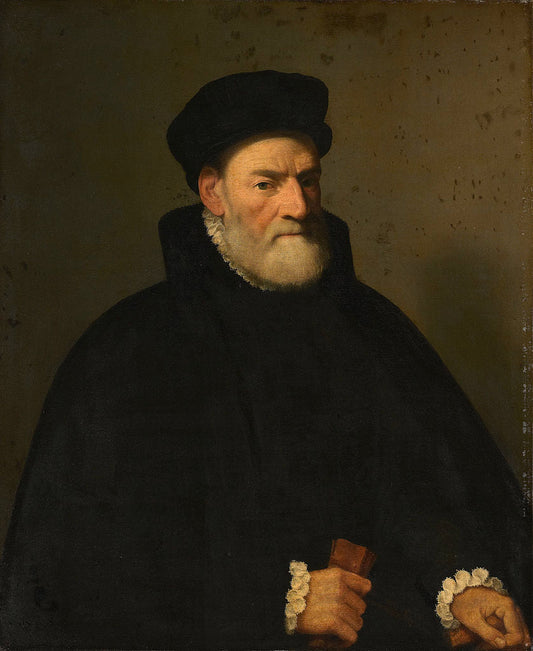 Portrait of Vercellino Olivazzi, Senator of Bergamo, vintage artwork by Attributed to Giovanni Battista Moroni, A3 (16x12") Poster Print