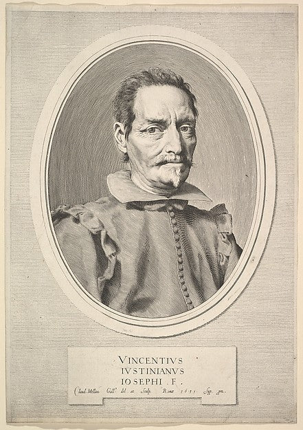 Portrait of Vicenzo Giustiniani 1631-Claude Mellan , vintage art, A3 (16x12") Poster Print