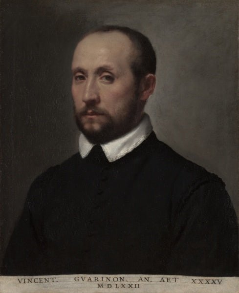 Portrait of Vincenzo Guarignoni, vintage artwork by Giovanni Battista Moroni, A3 (16x12") Poster Print