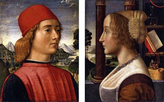 Portraits of a Young Man and Young Woman, vintage artwork by Davide Ghirlandaio, A3 (16x12") Poster Print