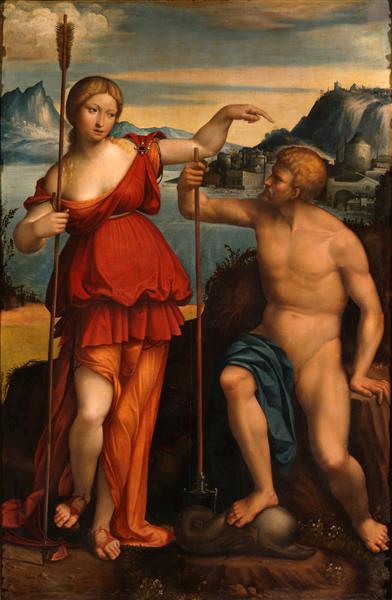 Poseidon and Athena, vintage artwork by Il Garofalo, A3 (16x12") Poster Print