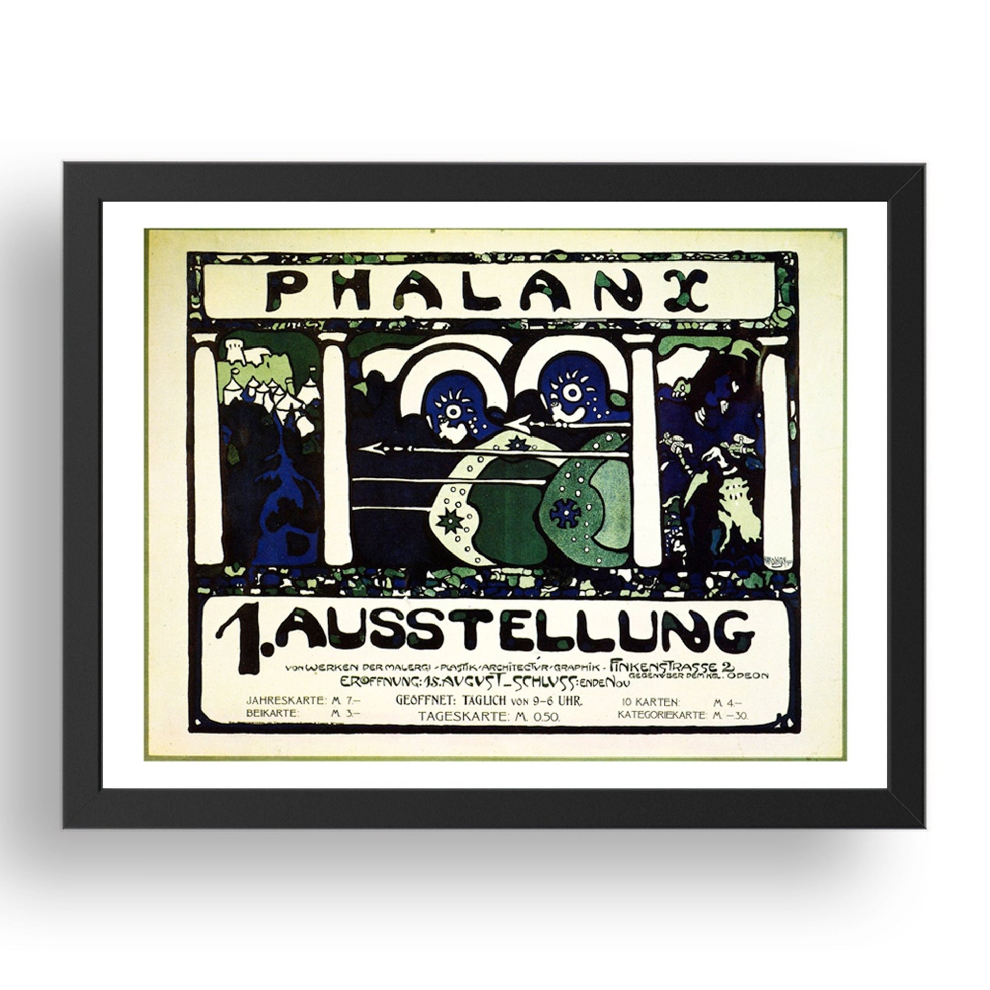 Poster for the First 'Phalanx' Exhibition 1901 by Wassily Kandinsky, 17x13" Frame