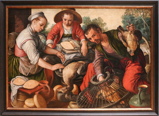 Poultry Market, vintage artwork by Joachim Beuckelaer, 12x8" (A4) Poster
