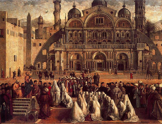 PredicaciÃ³n de San Marcos en AlejandrÃ­a, vintage artwork by Gentile Bellini, A3 (16x12") Poster Print