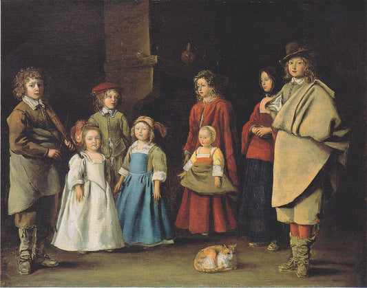 Preparing for Dance School, vintage artwork by Antoine Le Nain, 12x8" (A4) Poster