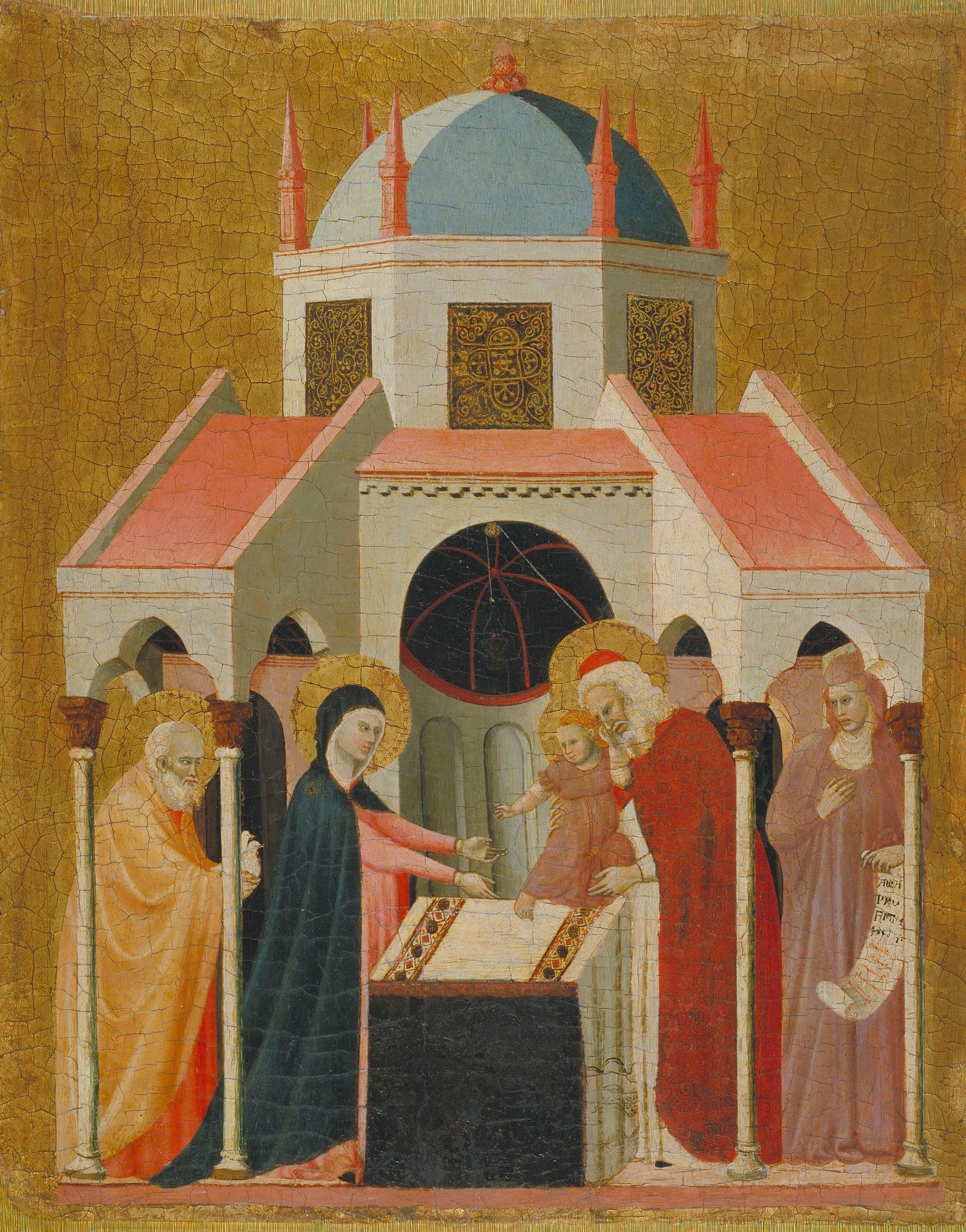 Presentation of Jesus at the Temple, vintage artwork by Master of the Cini Madonna, 12x8" (A4) Poster