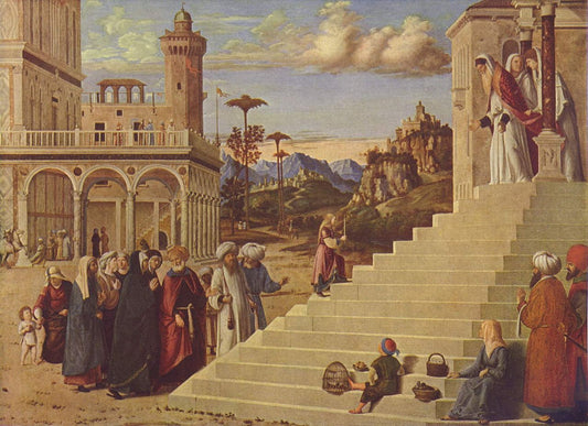 Presentation of Mary at the Temple, vintage artwork by Cima da Conegliano, A3 (16x12") Poster Print