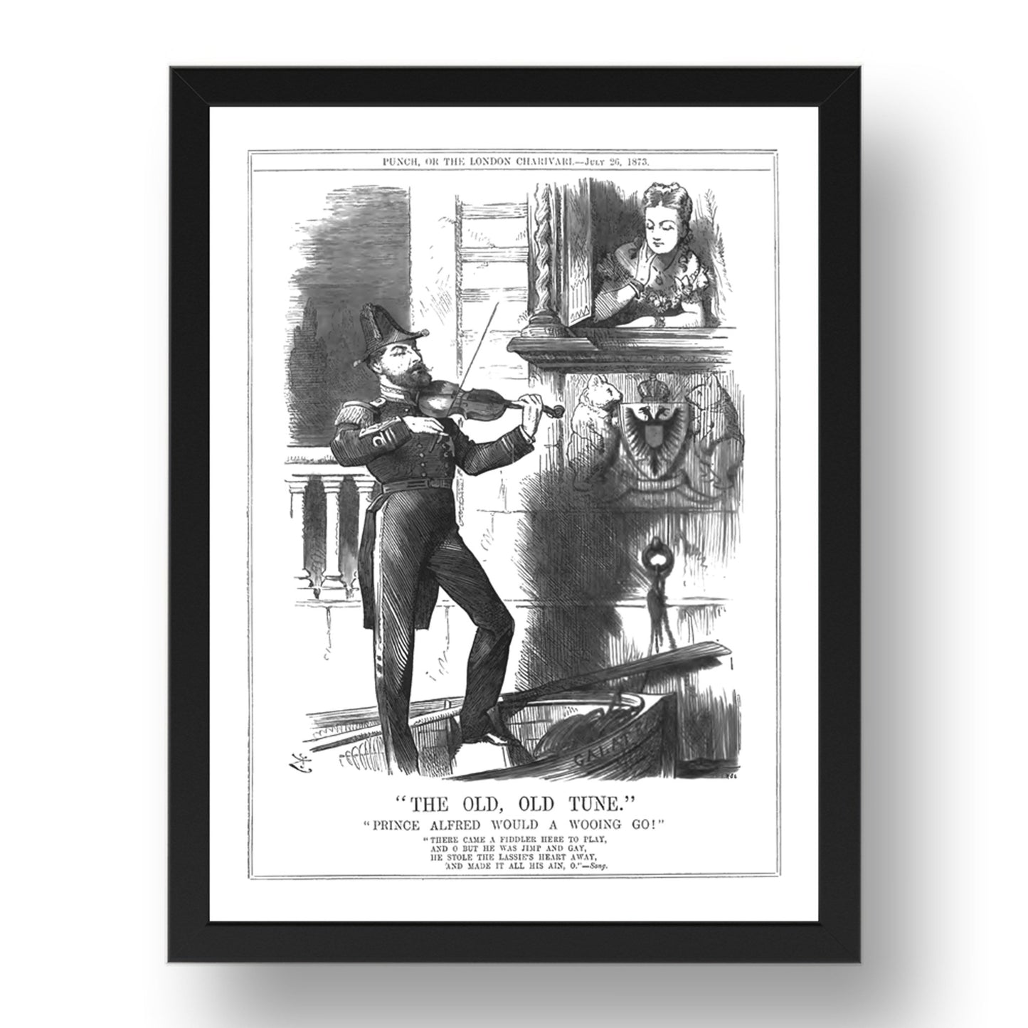 Prince Alfred violion Grand Duchess Maria Alexandrovna HMS Galatea 1873 A4, vintage historic poster in 17x13"(A3) Frame