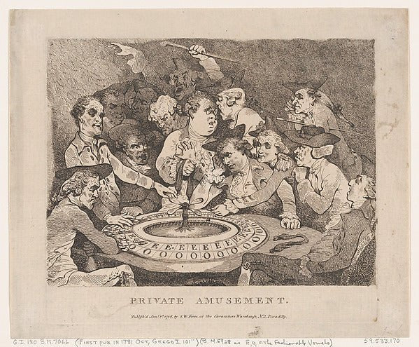 Private Amusement January 1, 1786-Thomas Rowlandson , vintage art, A3 (16x12") Poster Print