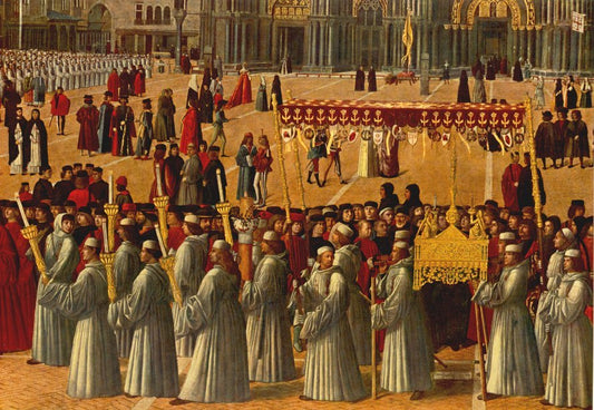 Procession in Piazza S. Marco [detail], vintage artwork by Gentile Bellini, A3 (16x12") Poster Print