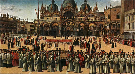 Procession in Piazza S. Marco, vintage artwork by Gentile Bellini, A3 (16x12") Poster Print