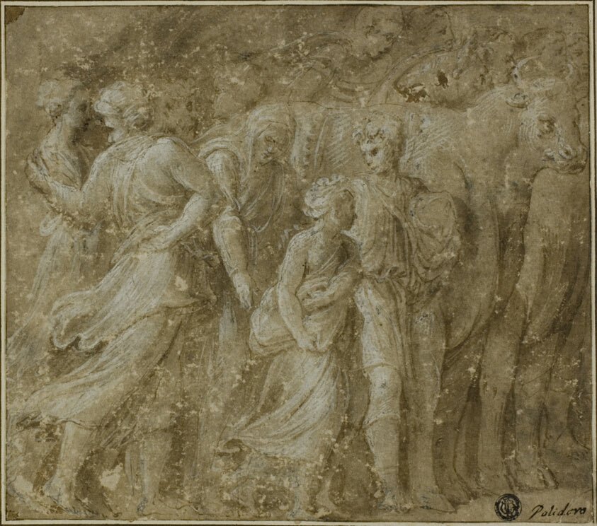 Procession of Figures and Oxen by  Biagio Pupini, called dalle Lame, 23x16"( A2 size) Poster Print