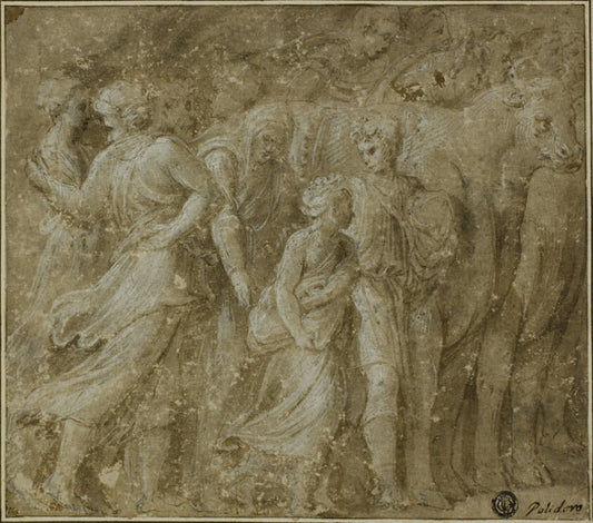 Procession of Figures and Oxen by  Biagio Pupini, called dalle Lame, 23x16"( A2 size) Poster Print