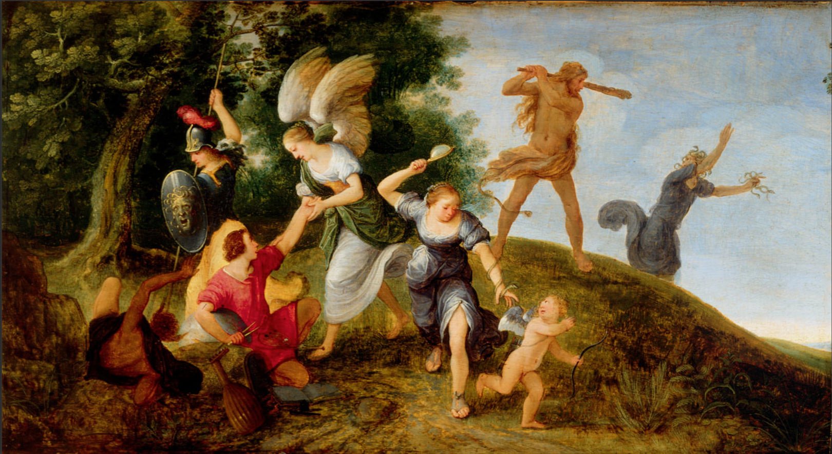 Protectors of the Young Artist, vintage artwork by Adriaen van Stalbemt, 12x8" (A4) Poster
