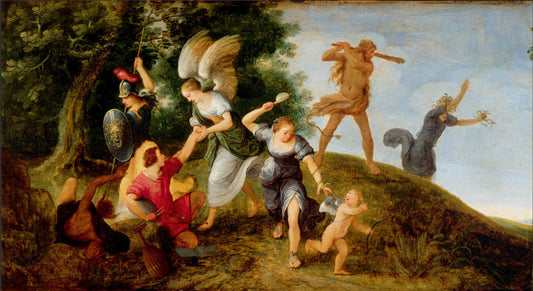 Protectors of the Young Artist, vintage artwork by Adriaen van Stalbemt, 12x8" (A4) Poster