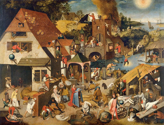 Proverbs, vintage artwork by Pieter Brueghel the Younger, A3 (16x12") Poster Print