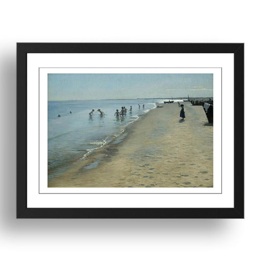 PS Krøyer - Summer Day On Skagen's Beach [1884], vintage artwork in A3 (17x13") Black Frame