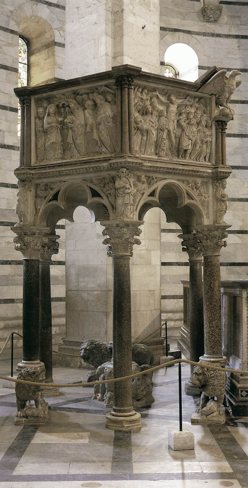 Pulpit of the Baptistery, vintage artwork by Niccolò Pisano, 12x8" (A4) Poster