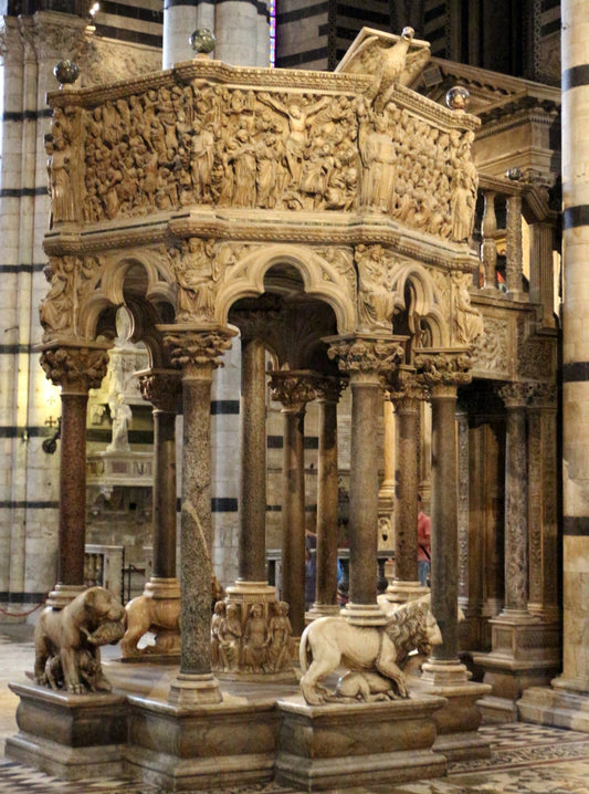Pulpit, vintage artwork by Niccolò Pisano, 12x8" (A4) Poster