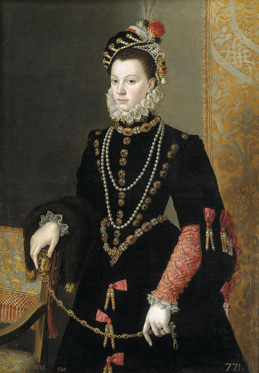 Queen Isabel de Valois, third wife of Philip II, vintage artwork by Juan Pantoja de la Cruz, A3 (16x12") Poster Print