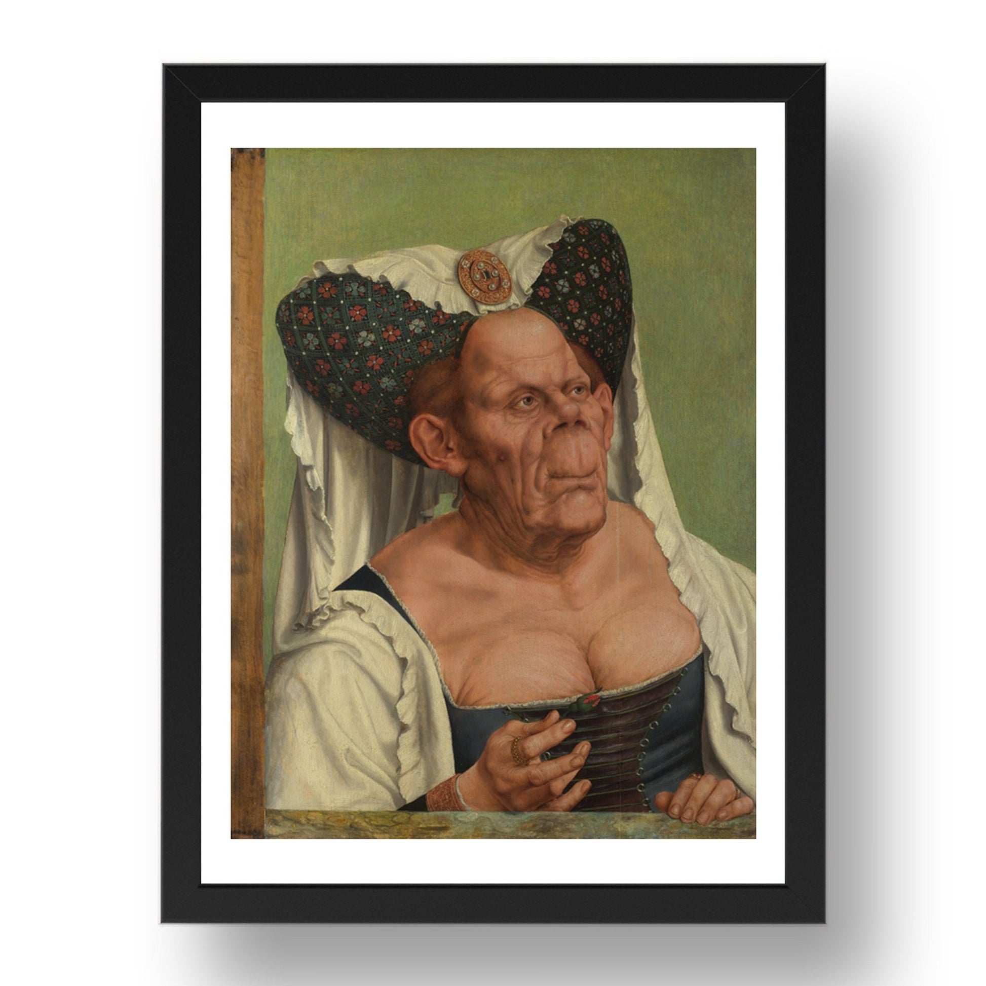 Quinten Massys: An Old Woman (The Ugly Duchess), Poster in 17x13"(A3) Frame