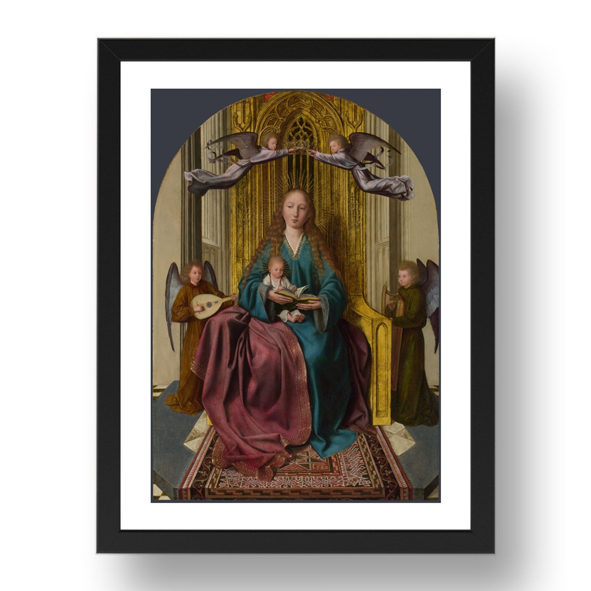 Quinten Massys: The Virgin and Child Enthroned, with Four Angels, Poster in 17x13"(A3) Frame