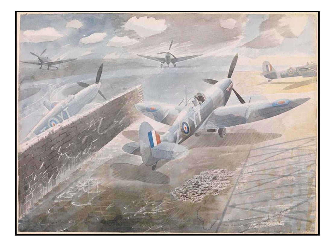 RAF Spitfires Sawbridgeworth 1942, WW2 War Artist Captain Eric Ravilious