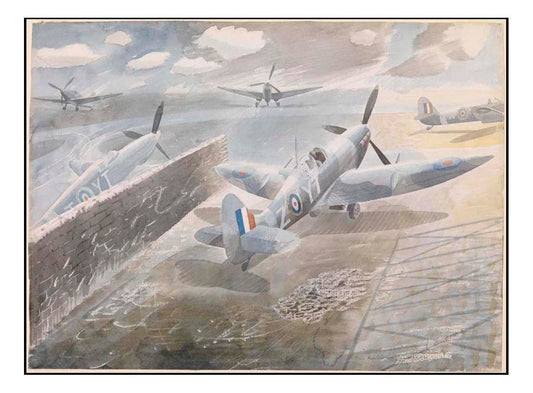 RAF Spitfires Sawbridgeworth 1942, WW2 War Artist Captain Eric Ravilious