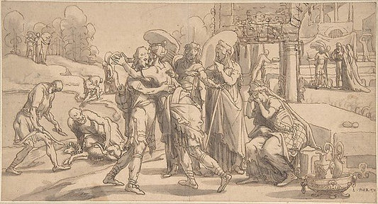 Raguel's Reception of Tobias at Ecbatana, vintage artwork by Pieter Aertsen, A3 (16x12") Poster Print