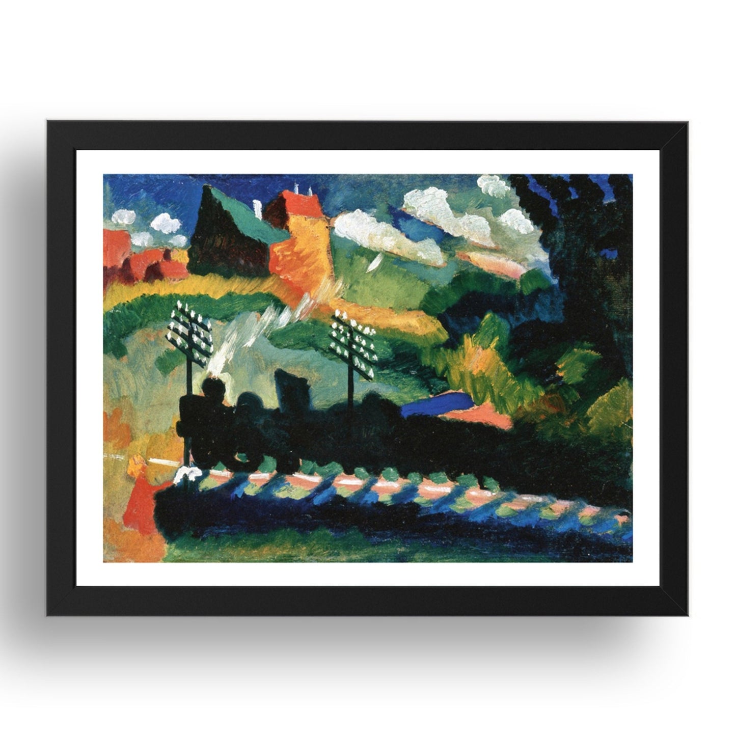 Railroad at Murnau 1909 by Wassily Kandinsky, 17x13" Frame