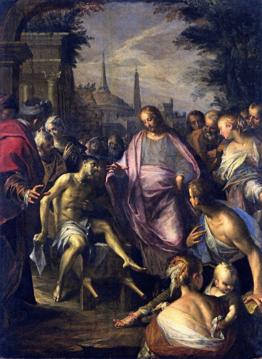 Raising of the Son of the Widow of Naïn, vintage artwork by Hans von Aachen, 12x8" (A4) Poster