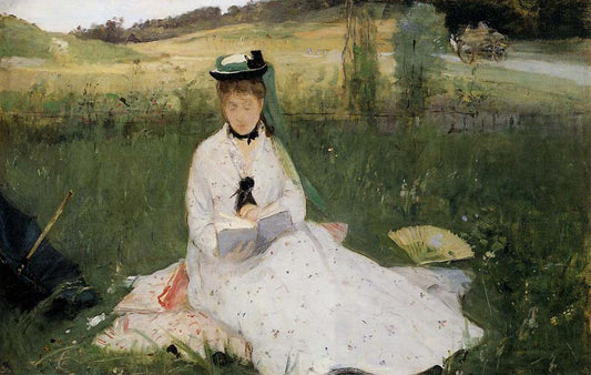 Reading with Green Umbrella - 1873 - Cleveland Museum of Art USA by Berthe Morisot, vintage art, modern poster print