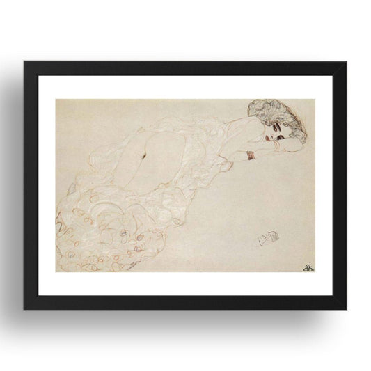 Reclining Nude Lying on Her Stomach 1910 by Gustav Klimt, 17x13" Frame