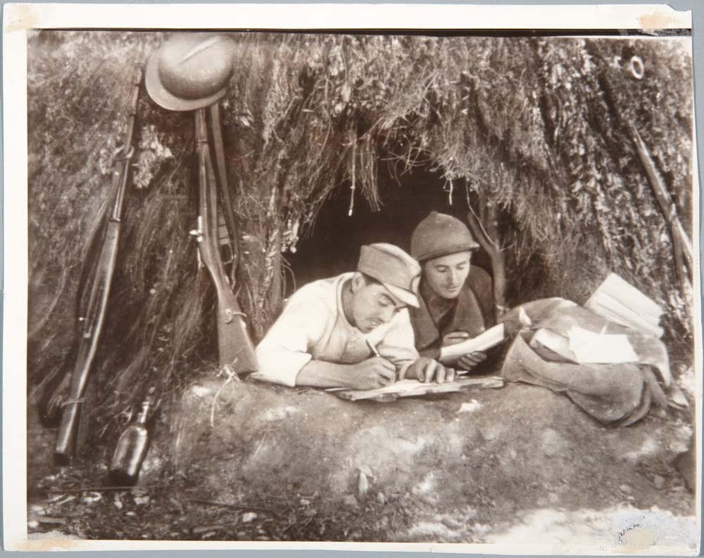 general miajas militiamen writing letters by Unknown, 12x8" (A4) Poster